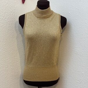 Vintage 1990’s Nordstrom Town Square gold metallic knit mock neck top. Size XS.